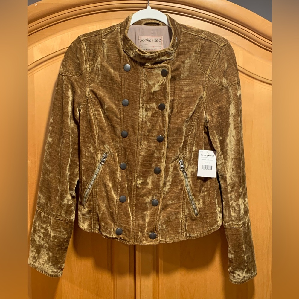 Free People Tan Velvet Utility Jacket